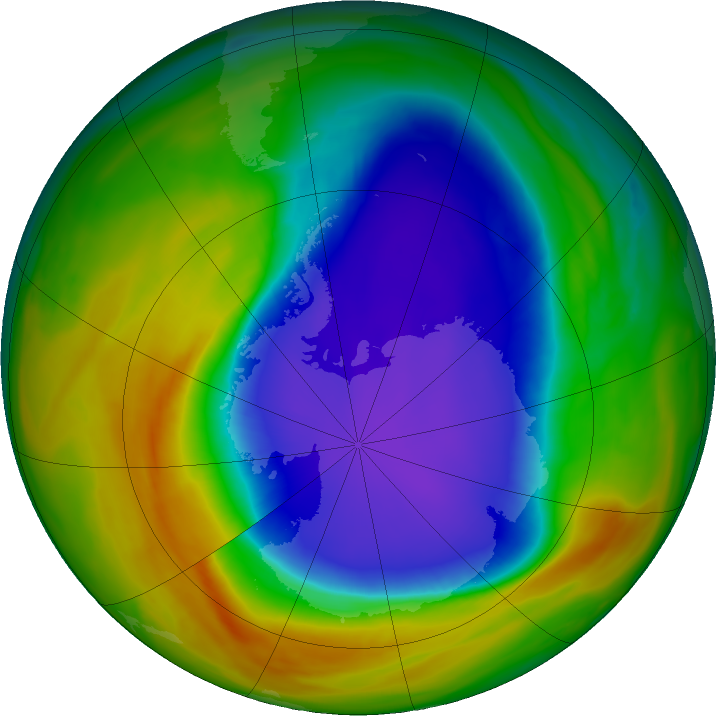 Antarctic ozone map for 14 October 2023